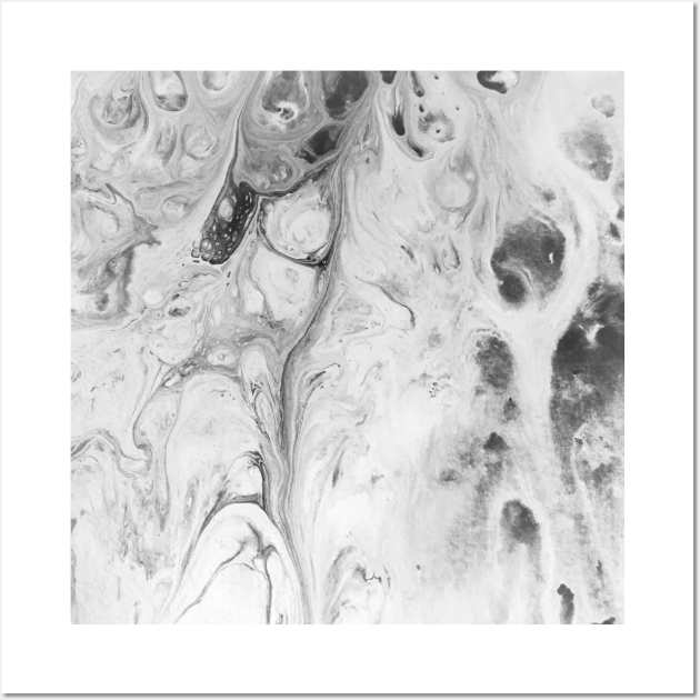 White Acrylic Fluid Pour Wall Art by Moon Art